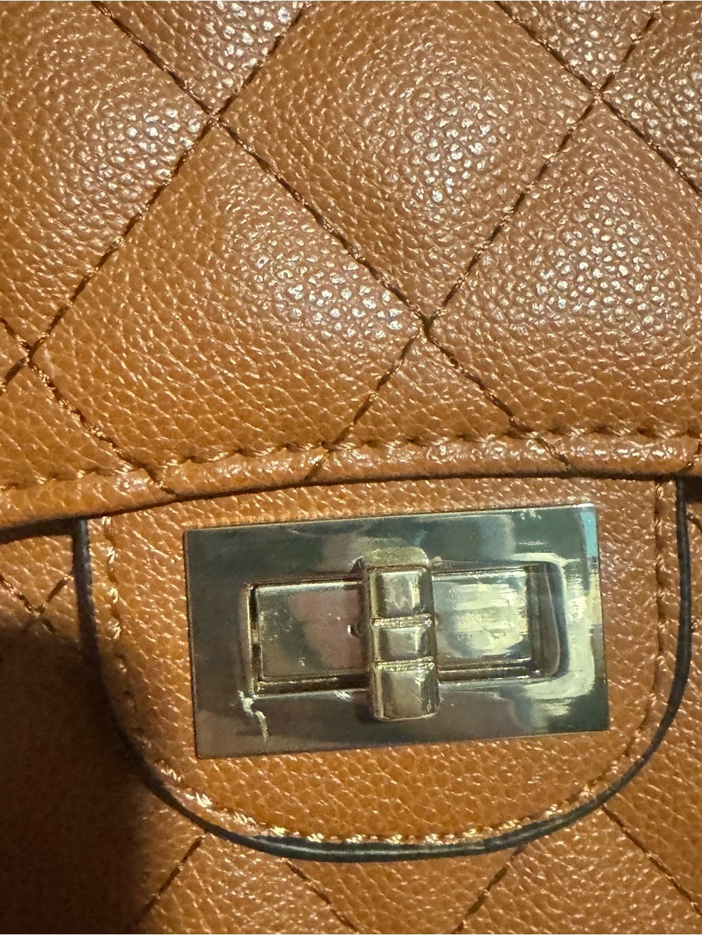 Ello Classy Brown Quilted Chain Shoulder Bag w/ Turn‑Lock Closure NWT - Picture 8 of 13